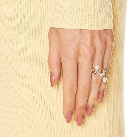 Completedworks CZ Stone Ring in Gold Pearl Crystal Medium - Picture 2 of 10